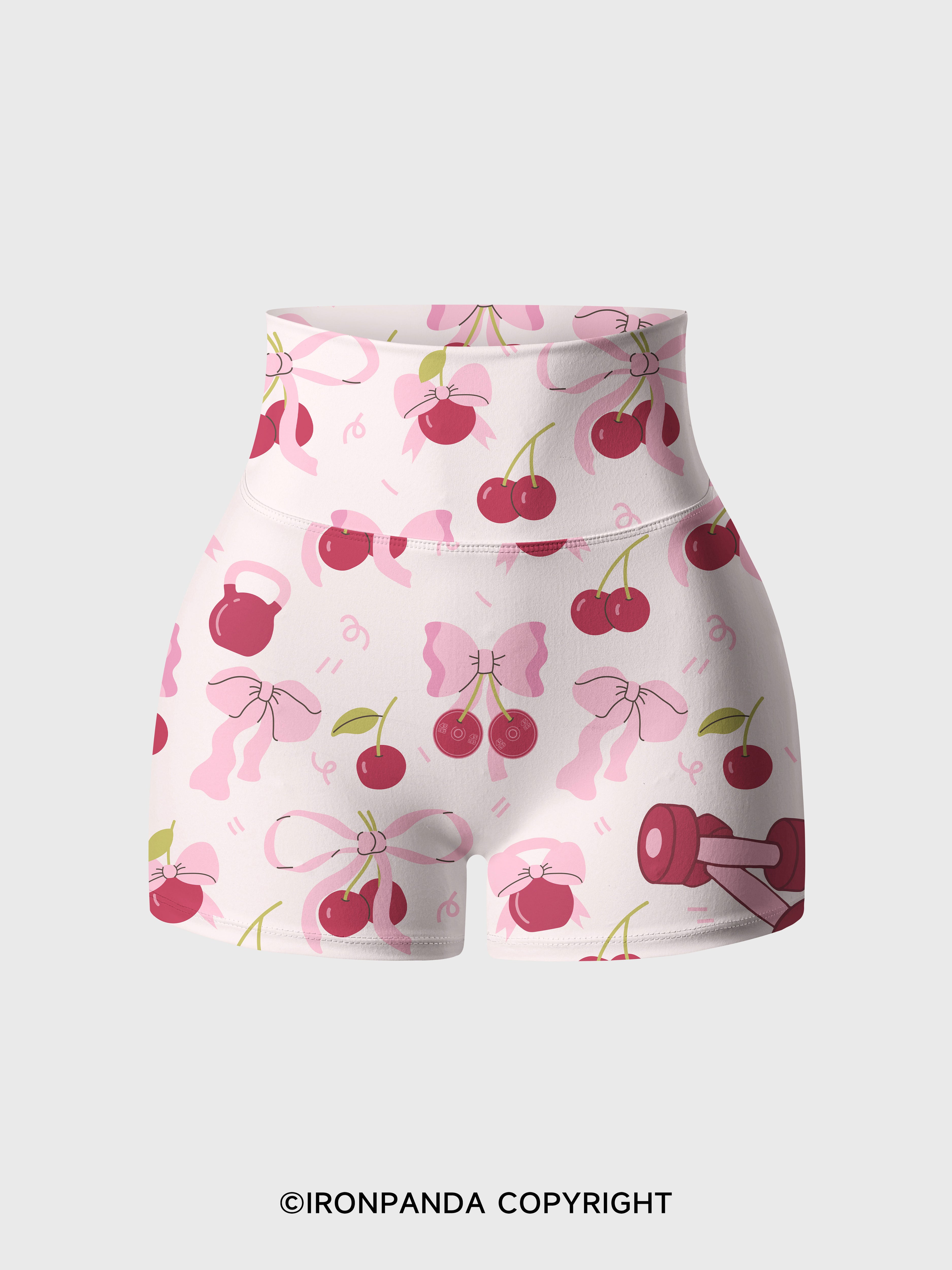Pink Cherry Printed Yoga Shorts