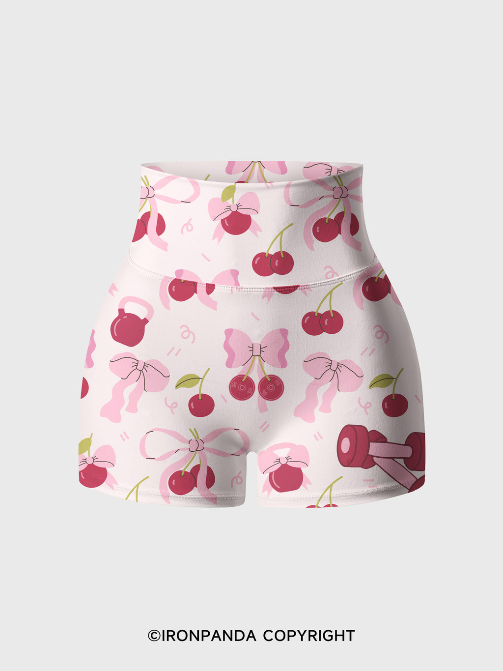 Pink Cherry Printed Yoga Shorts