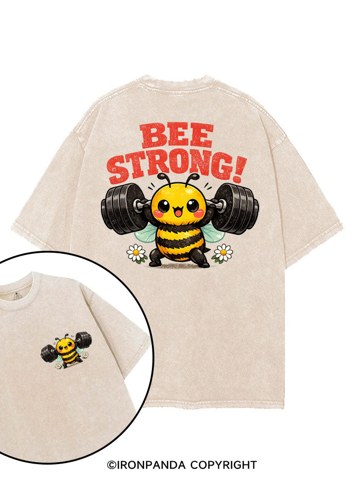 BEE STRONG CUTE FITNESS BUMBLEBEE printed Gym Shirt