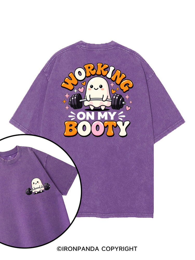 WORKING ON MY BOOTY FUNNY GHOST HALLOWEEN printed Gym Shirt