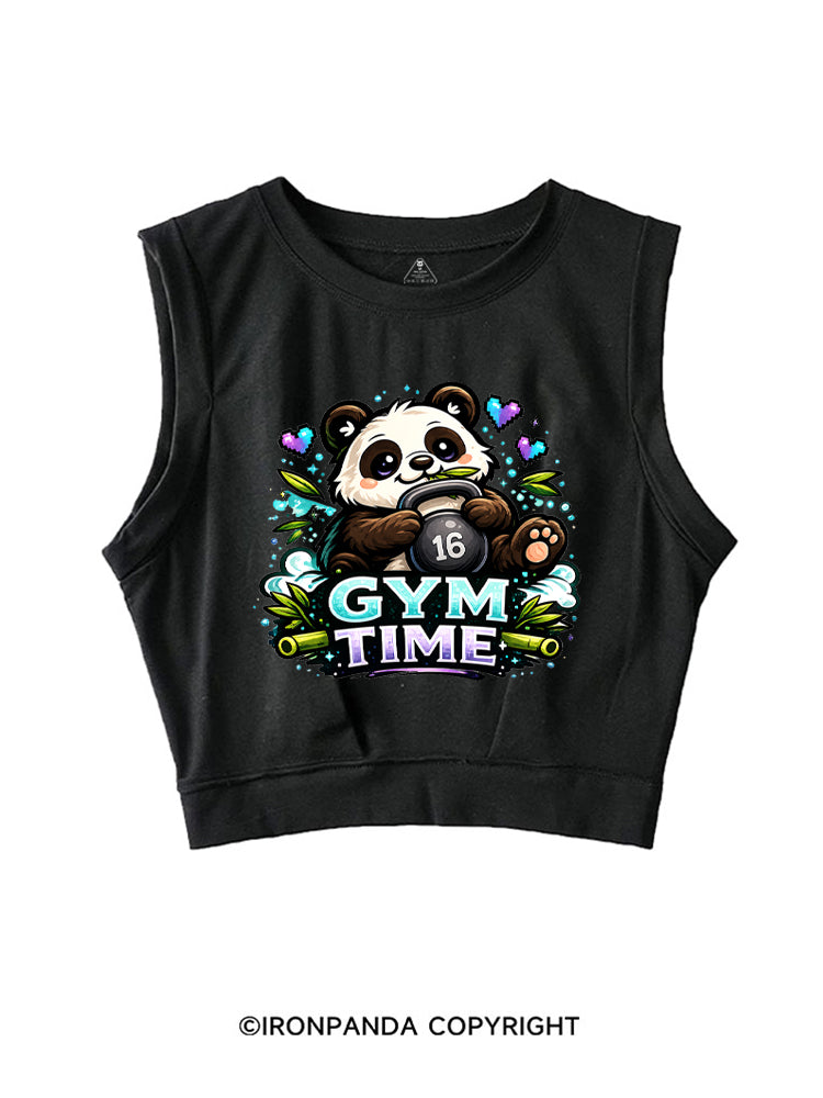 GYM TIME KETTLEBELL PANDA SLEEVELESS CROP TOPS