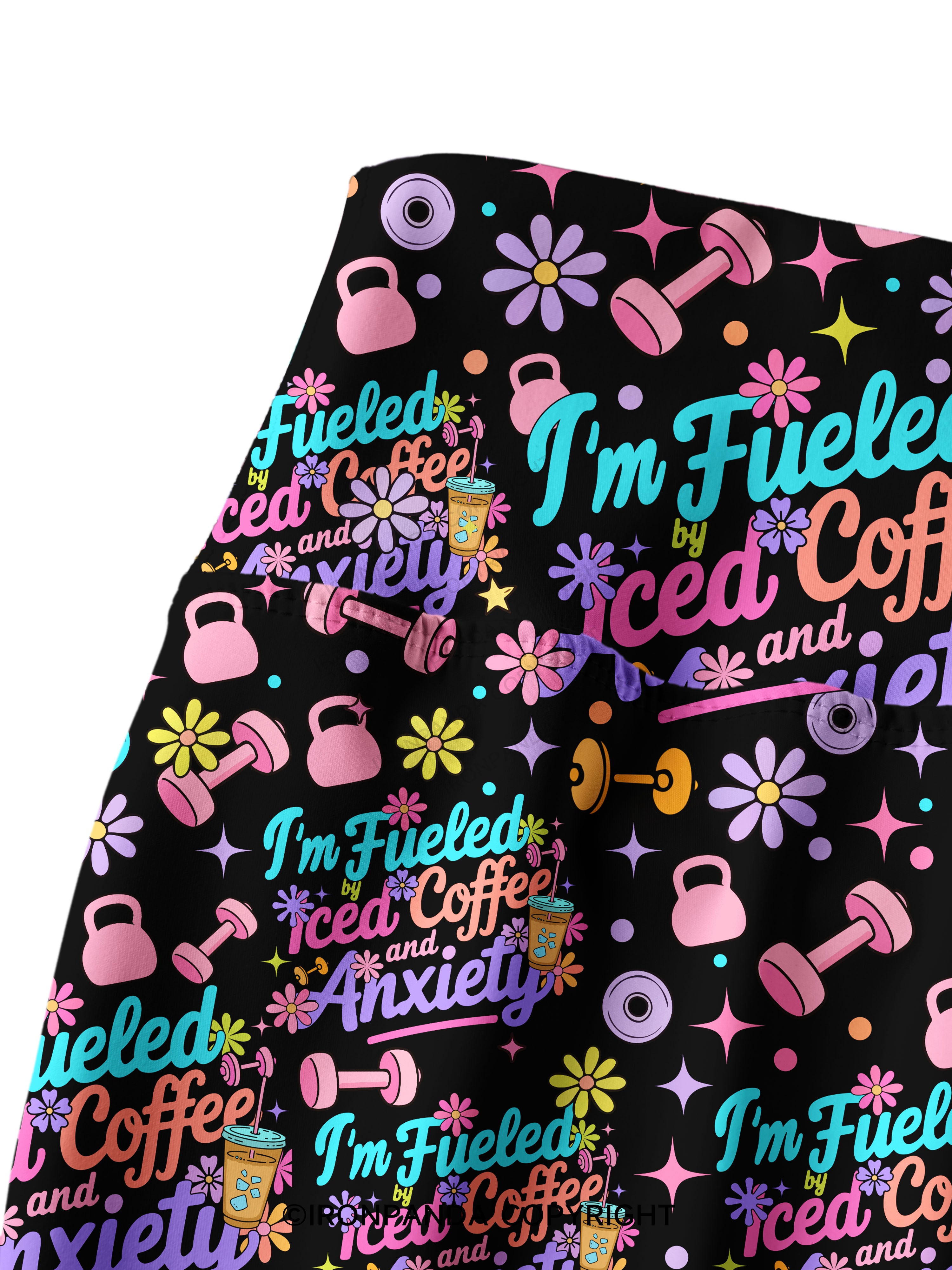 Fueled by Iced Coffee and Anxiety Workout Printed Yoga Pants