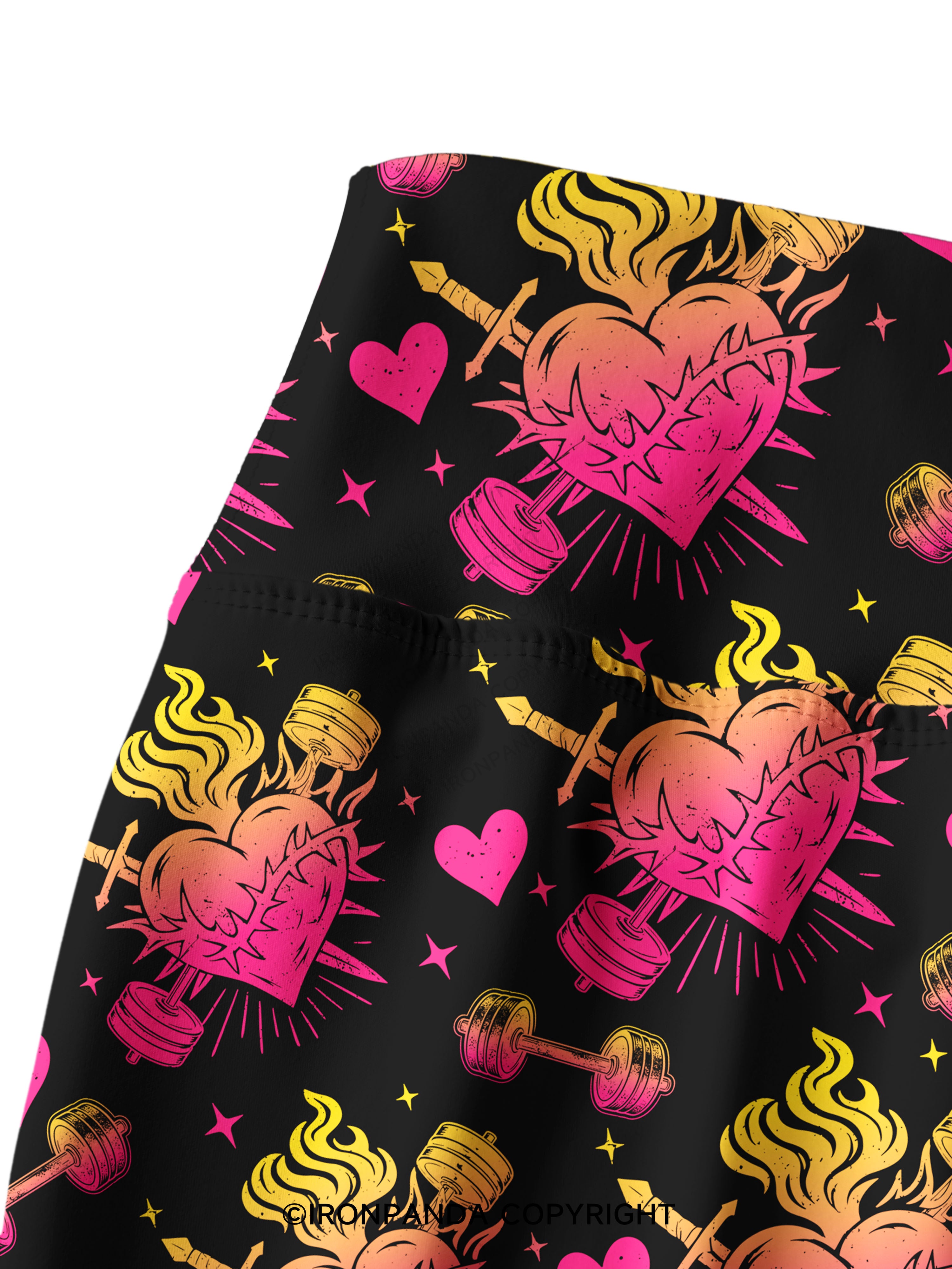 IRON HEART WITH FIRE Printed Yoga Pants