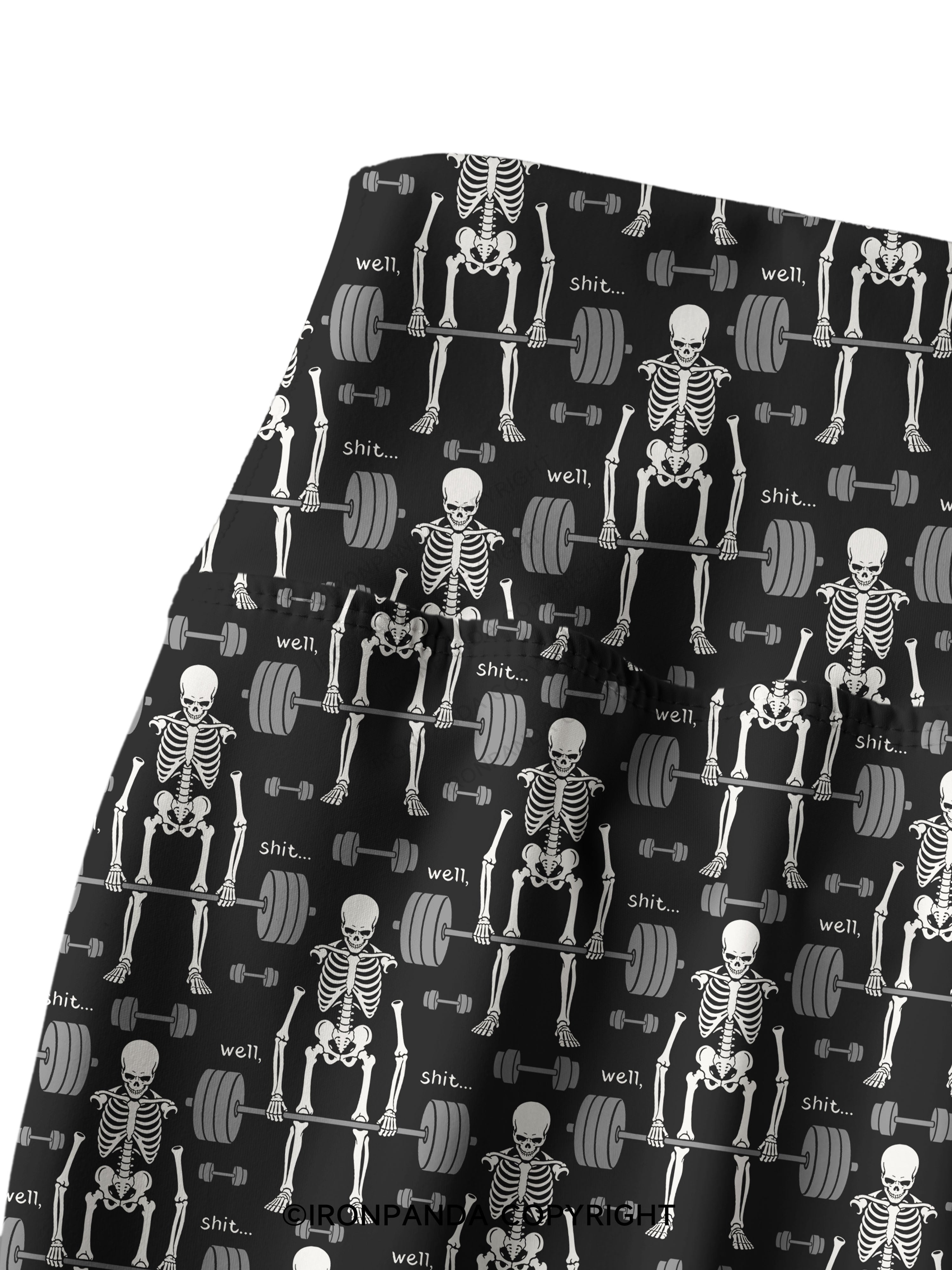 Well Shit Gym Skeleton Weightlifting Printed Yoga Pants