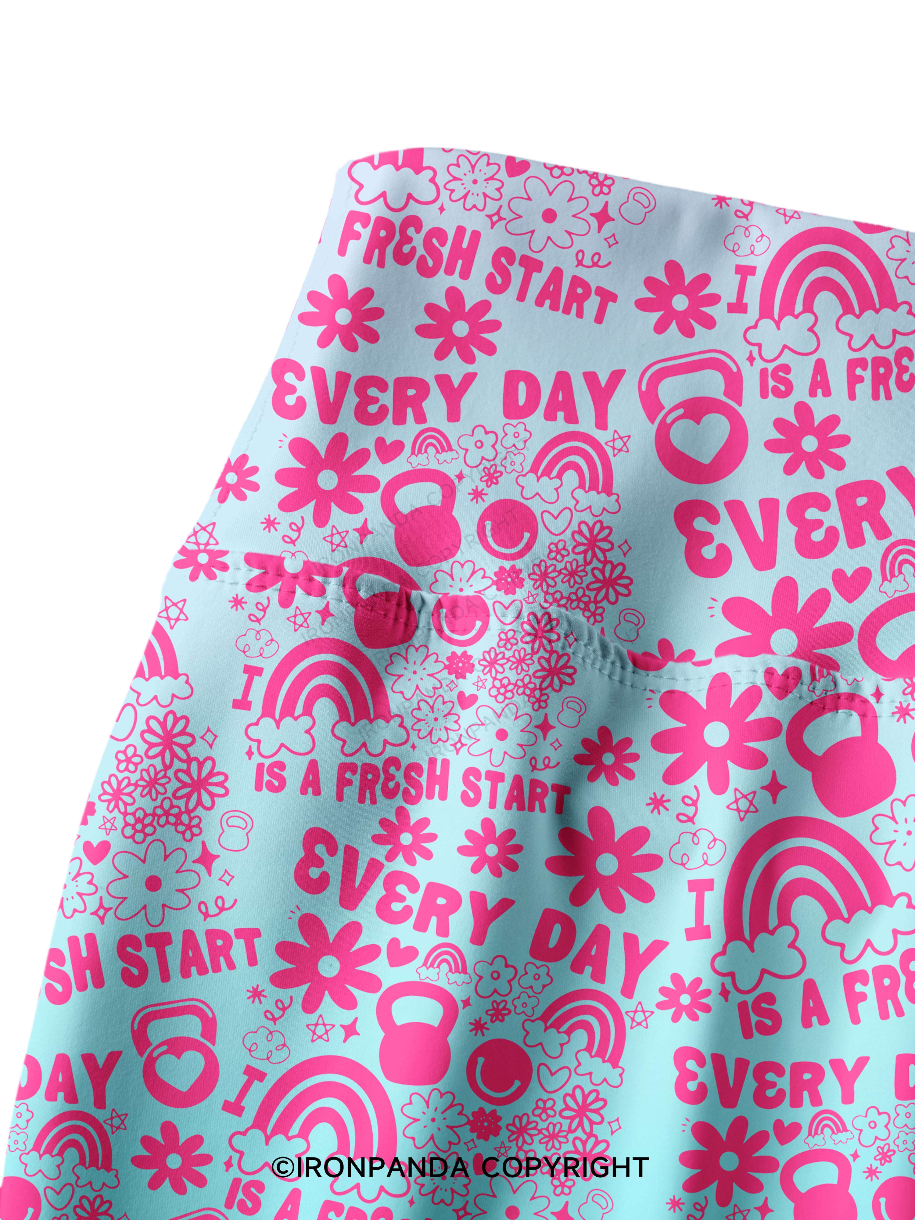 Every Day Is a Fresh Start Printed Yoga Pants