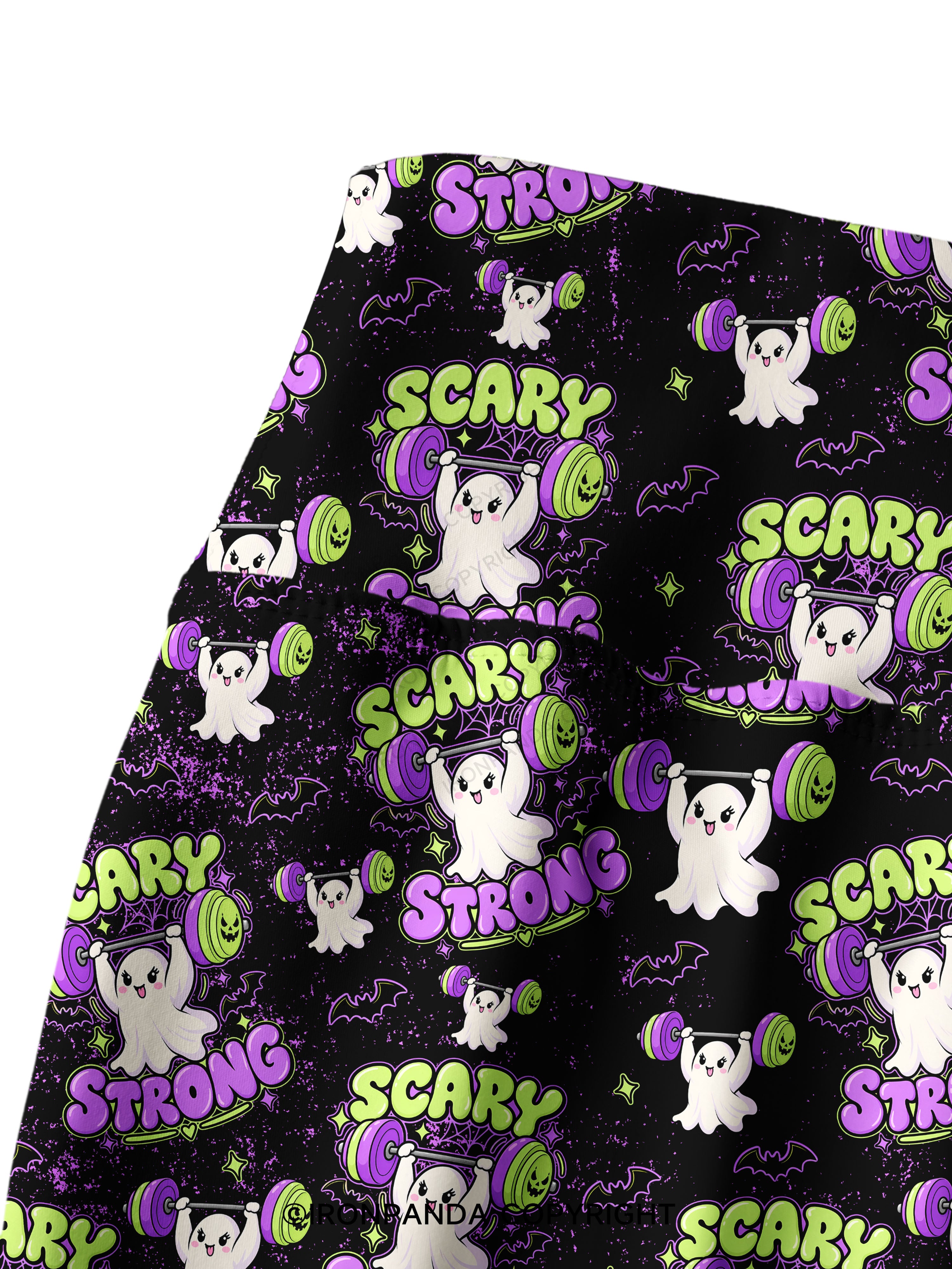 SCARY STRONG HALLOWEEN GHOST Printed Yoga Pants