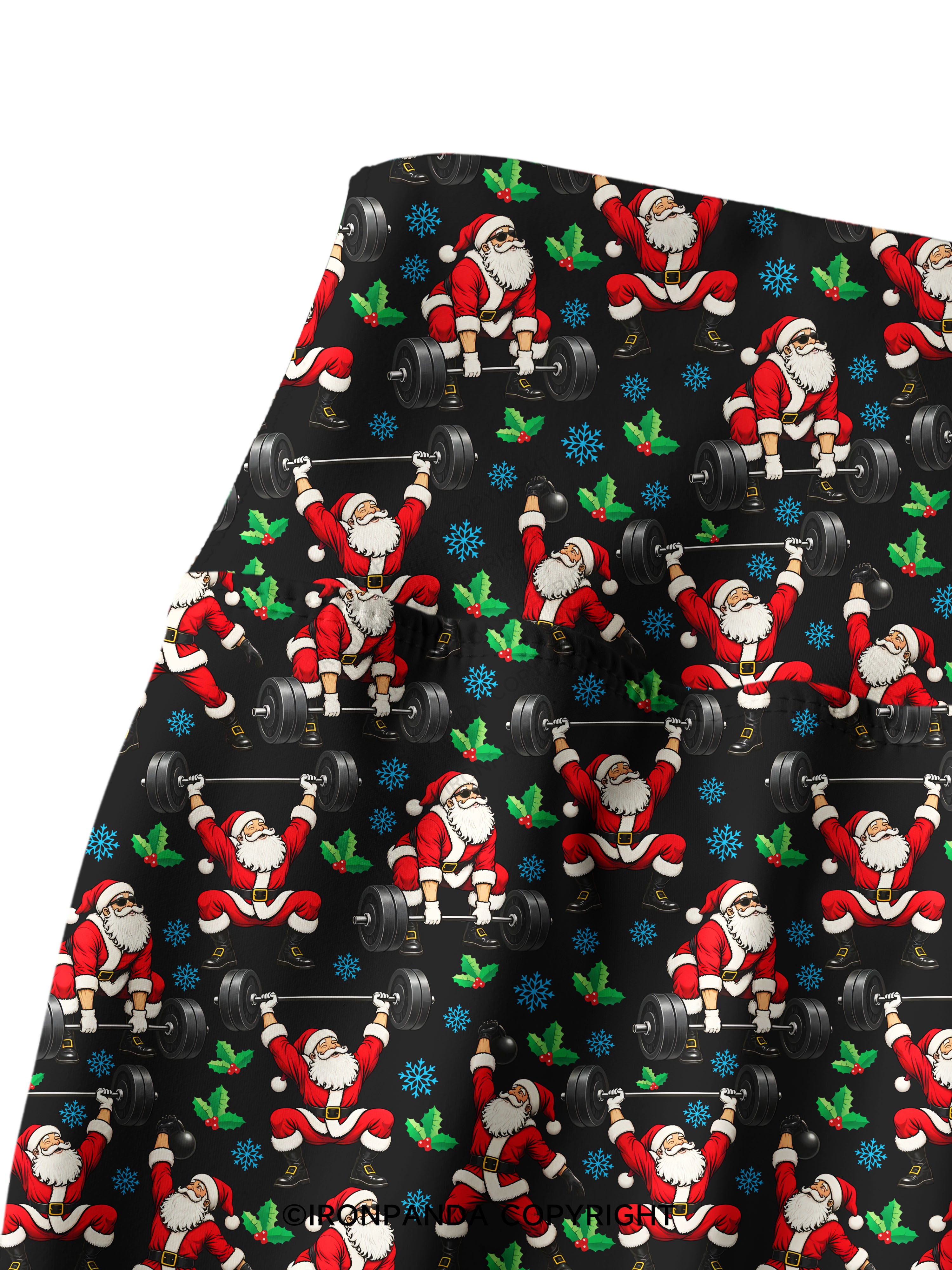 Santa Lifting Christmas Workout Printed Yoga Pants