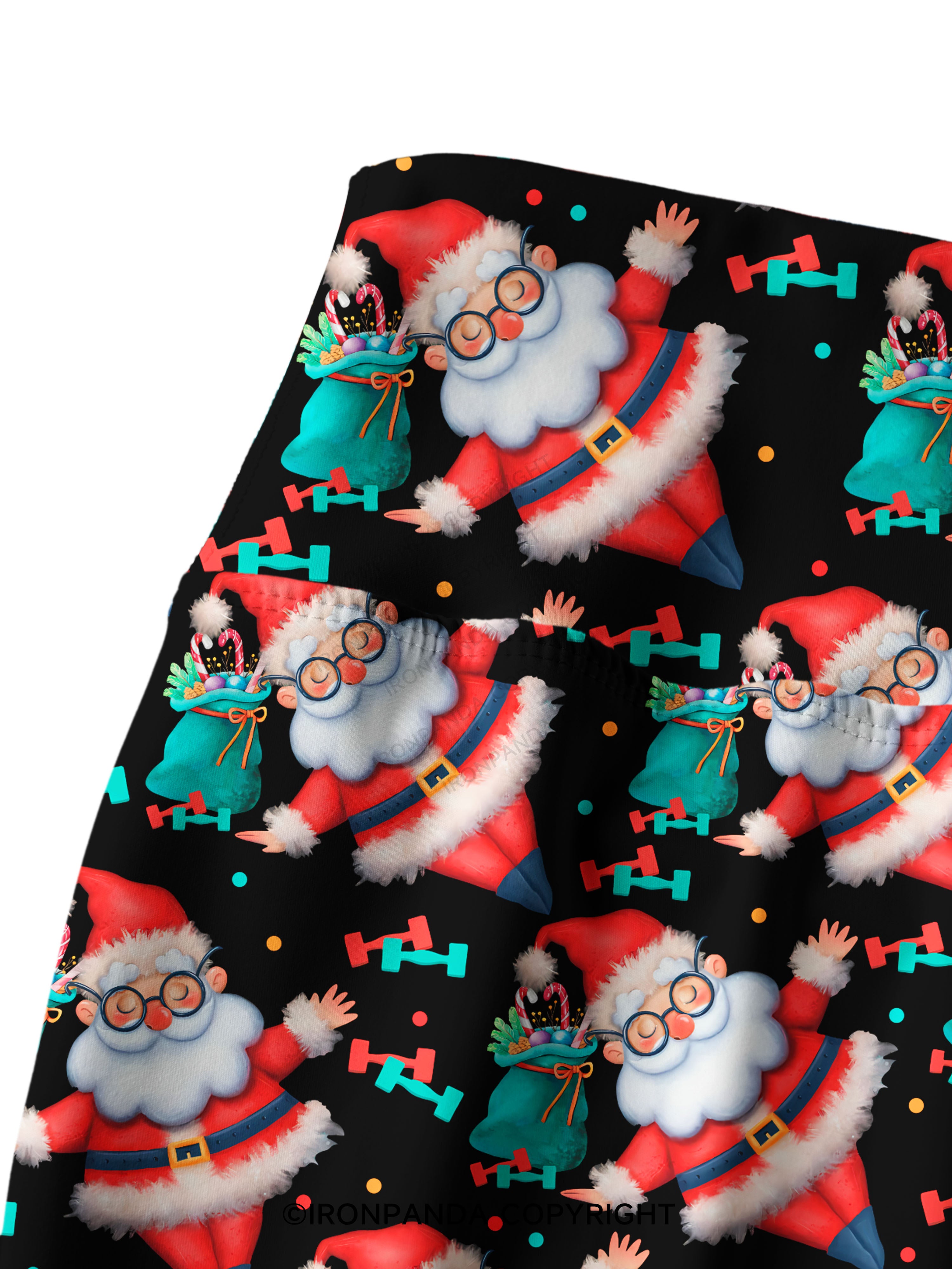 Funny Christmas Santa Knows When You Workout Printed Yoga Pants