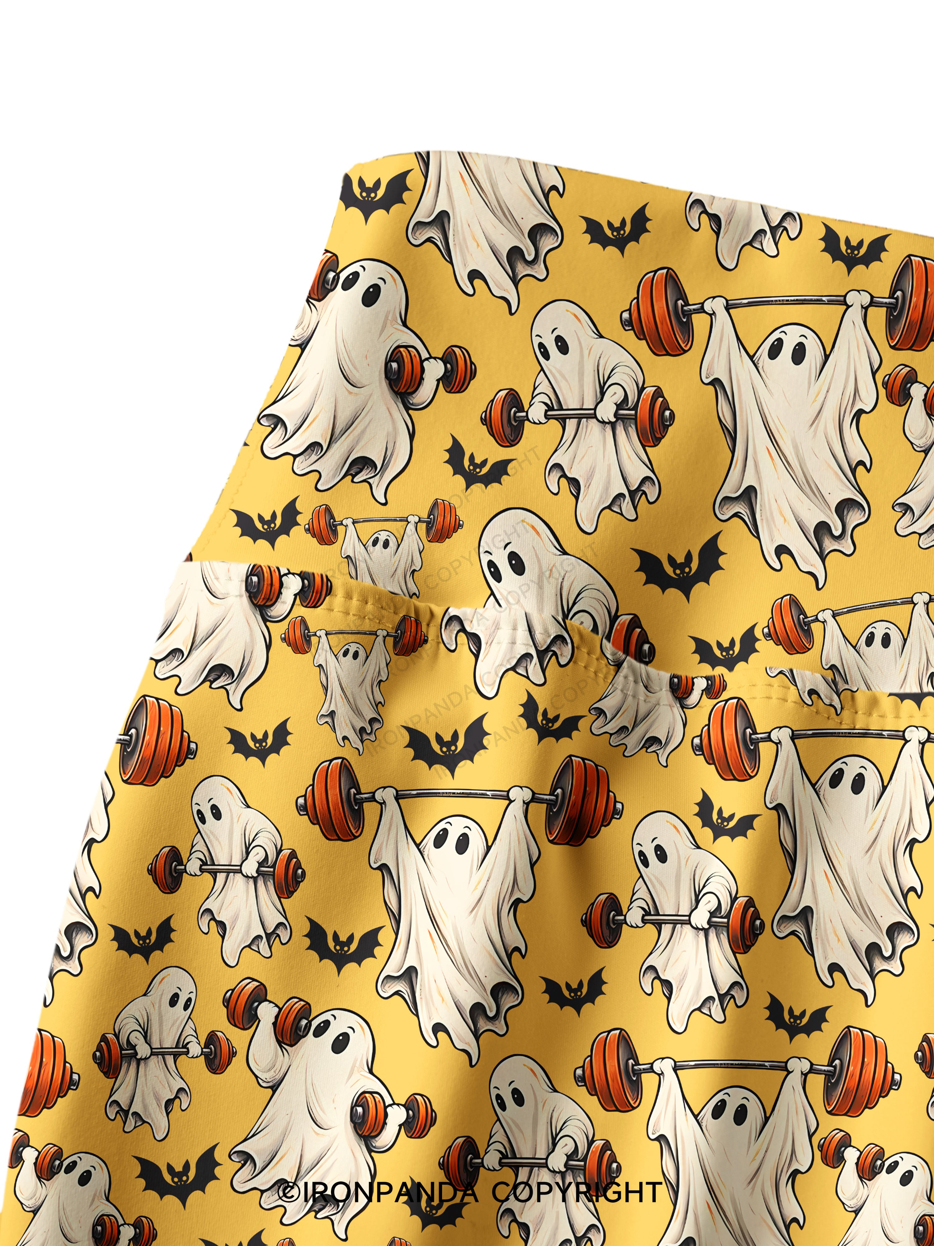 Weightlifting Ghost Spooky Workout Printed Yoga Pants
