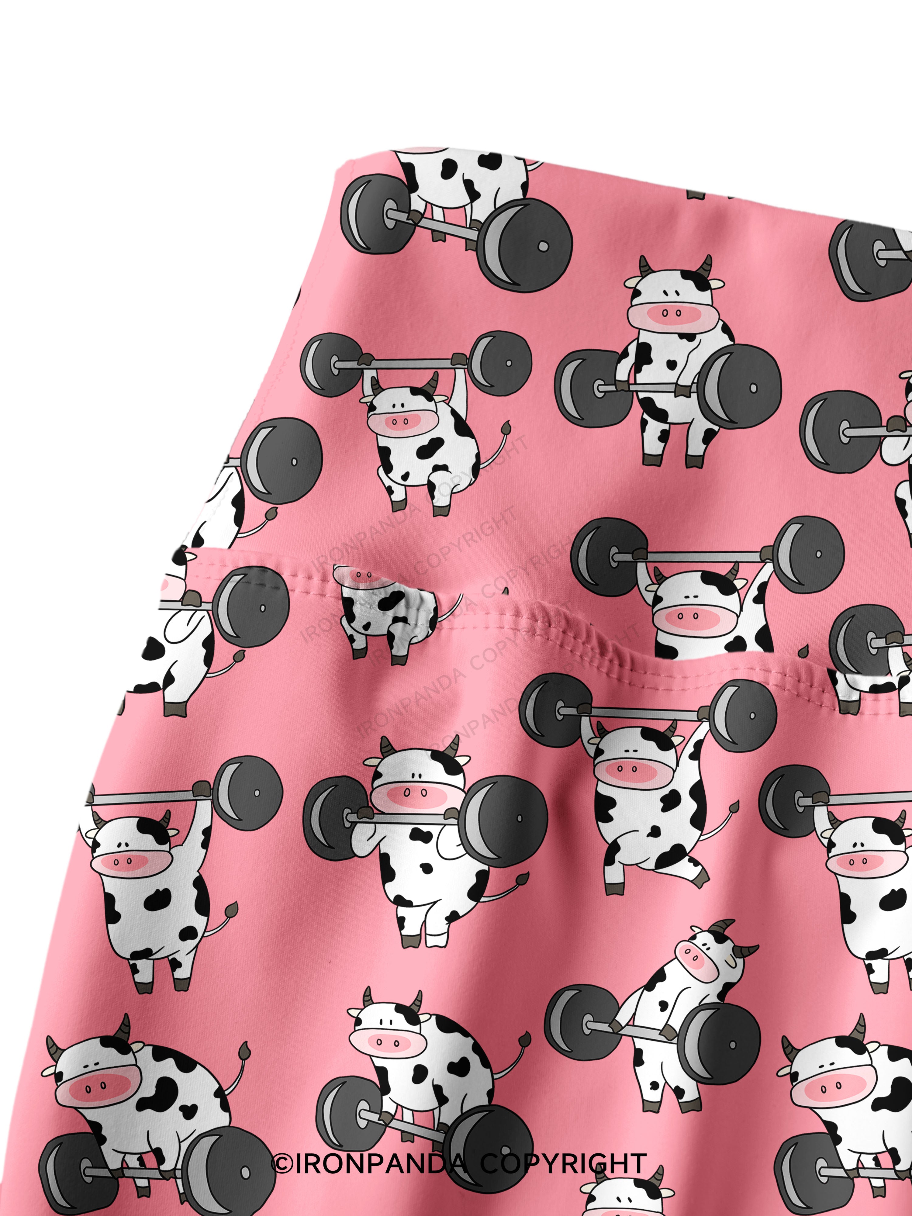 Ironpanda Lift Heavy Dairy Cow Printed Yoga Pants