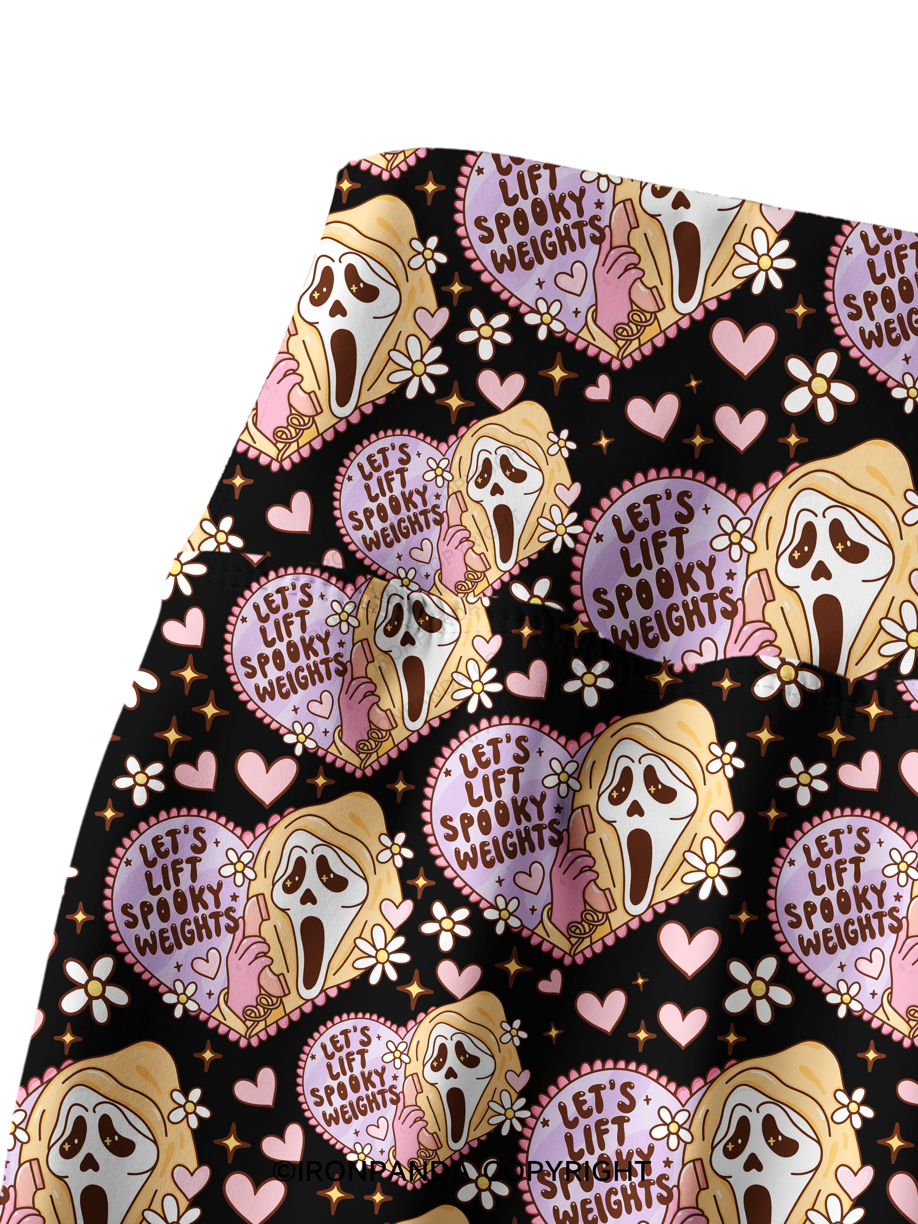LET'S LIFT SPOOKY WEIGHTS Printed Yoga Pants