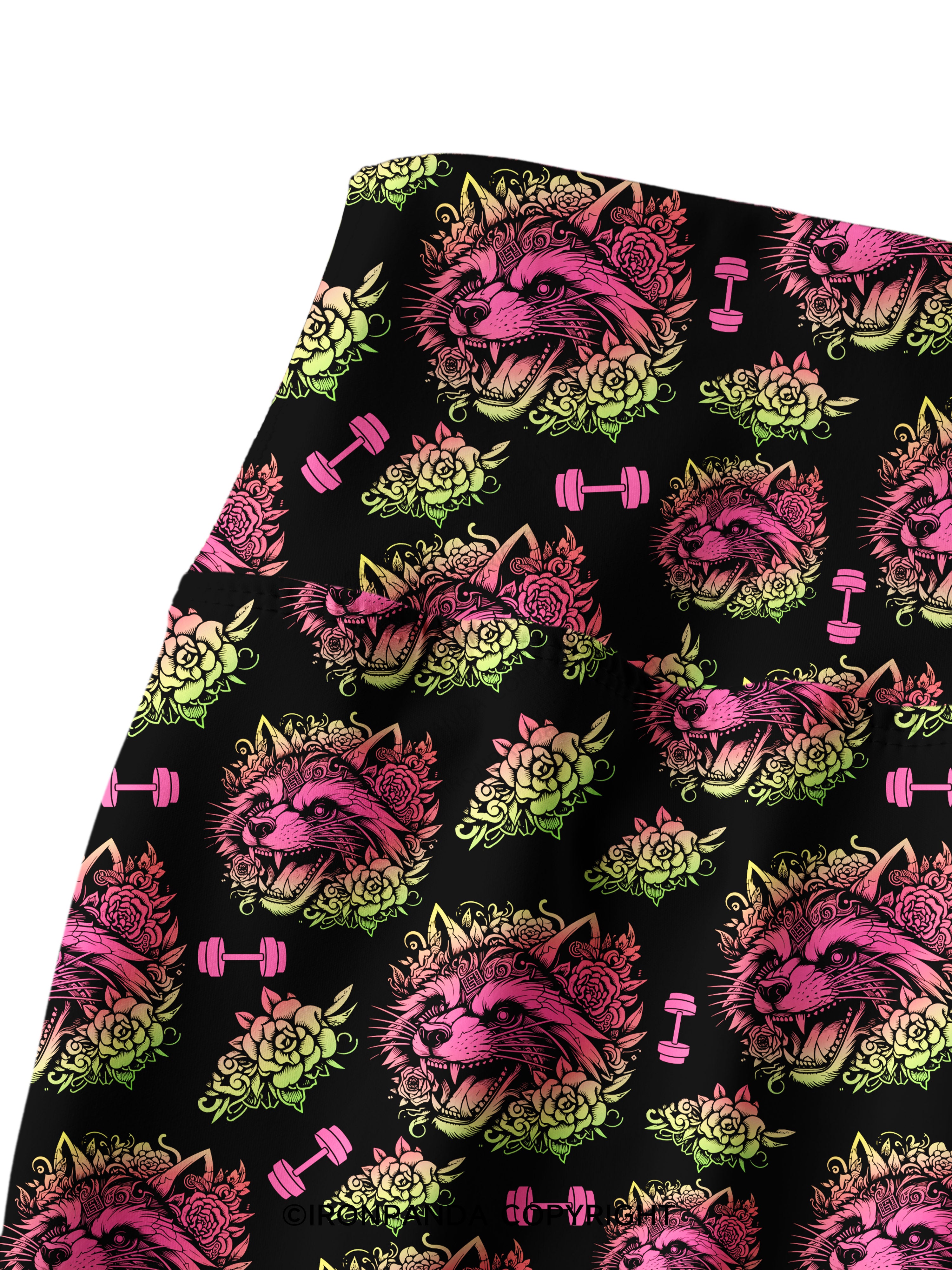 Raccoon Tattoo Print Fitness Printed Yoga Pants