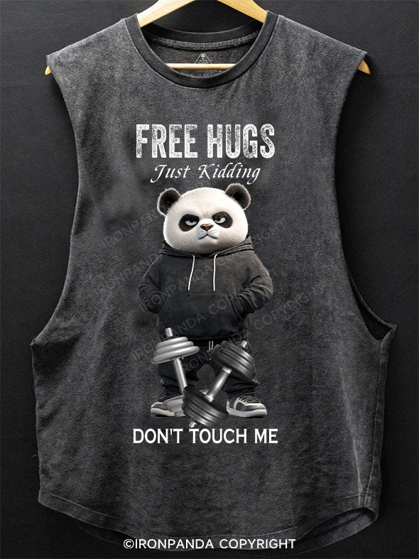 free hugs panda SCOOP BOTTOM COTTON TANK