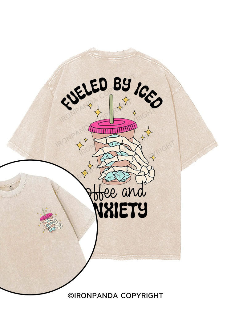 FUELED BY ICED COFFEE AND ANXIETY printed Gym Shirt