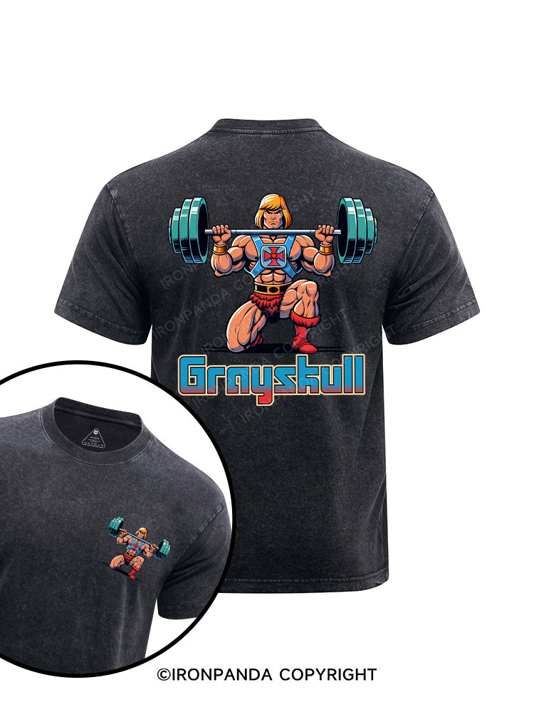 grayskull he man weightliting printed Washed Gym Shirt