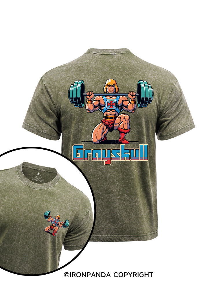 grayskull he man weightliting printed Washed Gym Shirt