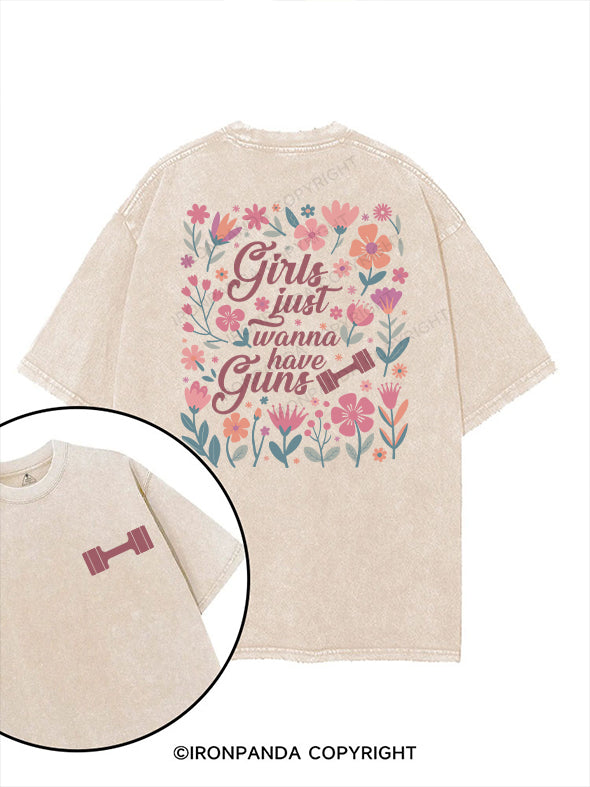 Girls Just Wanna Have Guns printed Gym Shirt