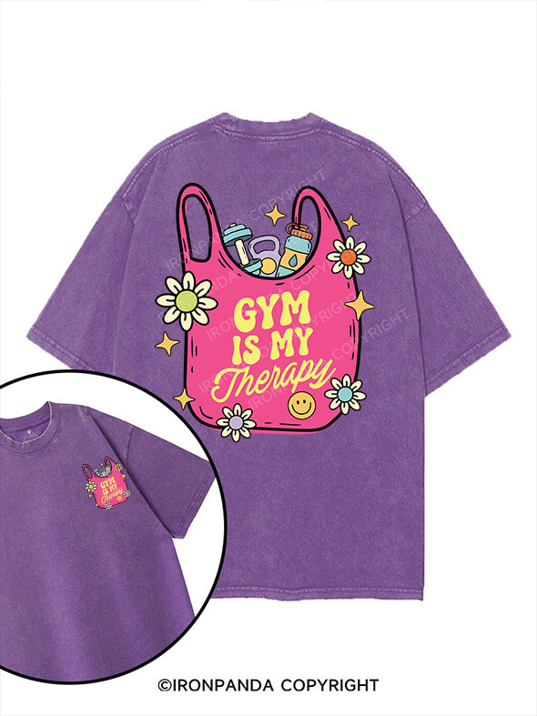 gym is my therapy printed Gym Shirt