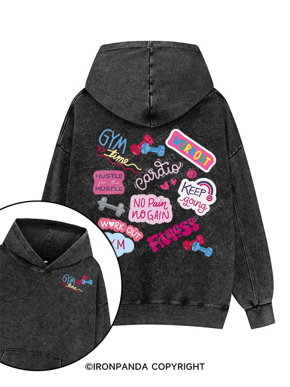 gym time Printed Washed Gym Hoodie
