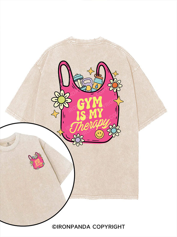 gym is my therapy printed Gym Shirt