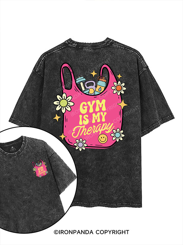 gym is my therapy printed Gym Shirt