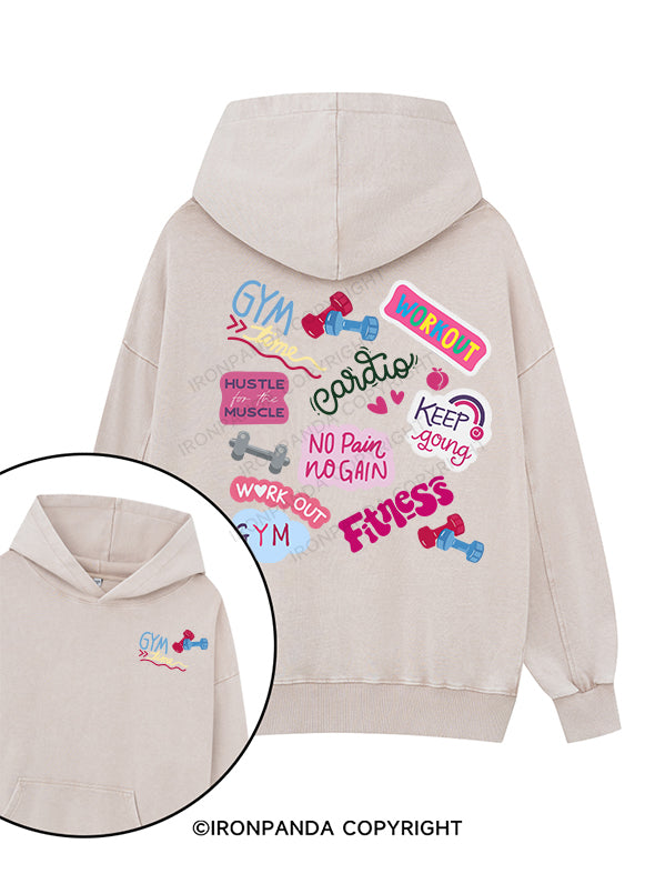 gym time Printed Washed Gym Hoodie