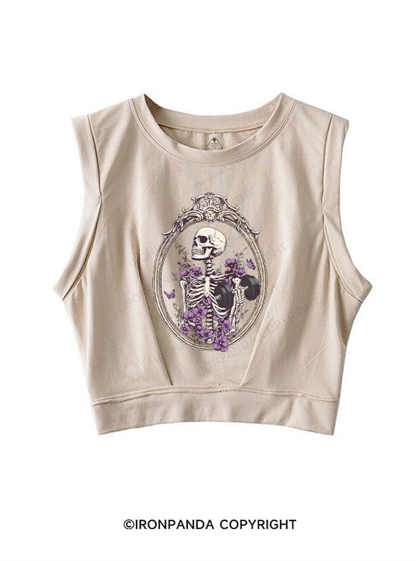 gym skull SLEEVELESS CROP TOPS