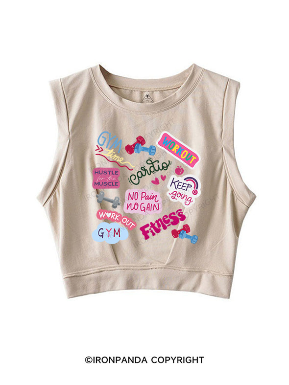 gym time SLEEVELESS CROP TOPS