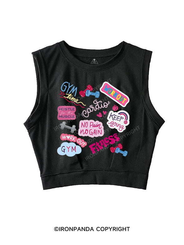 gym time SLEEVELESS CROP TOPS