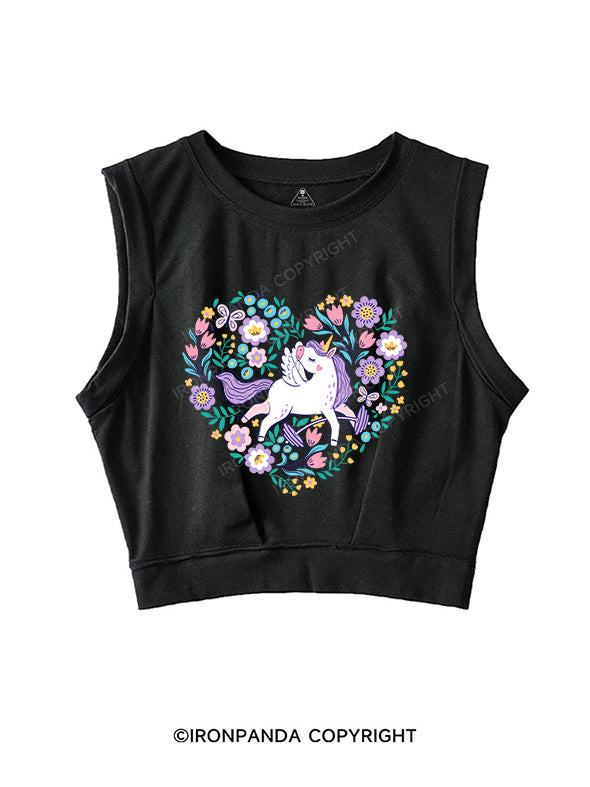 gym unicorn SLEEVELESS CROP TOPS