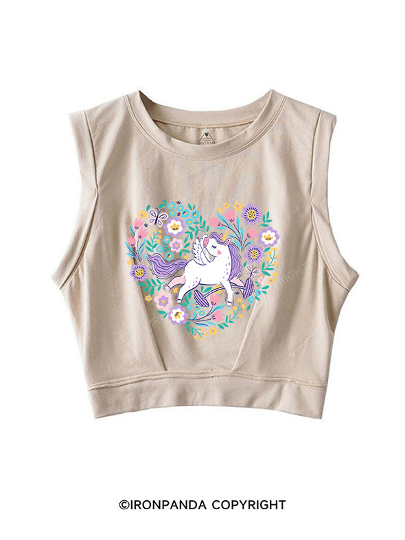gym unicorn SLEEVELESS CROP TOPS