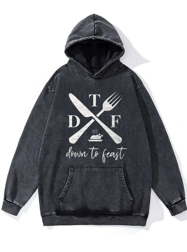 DTF Down To Feast Washed Gym Hoodie