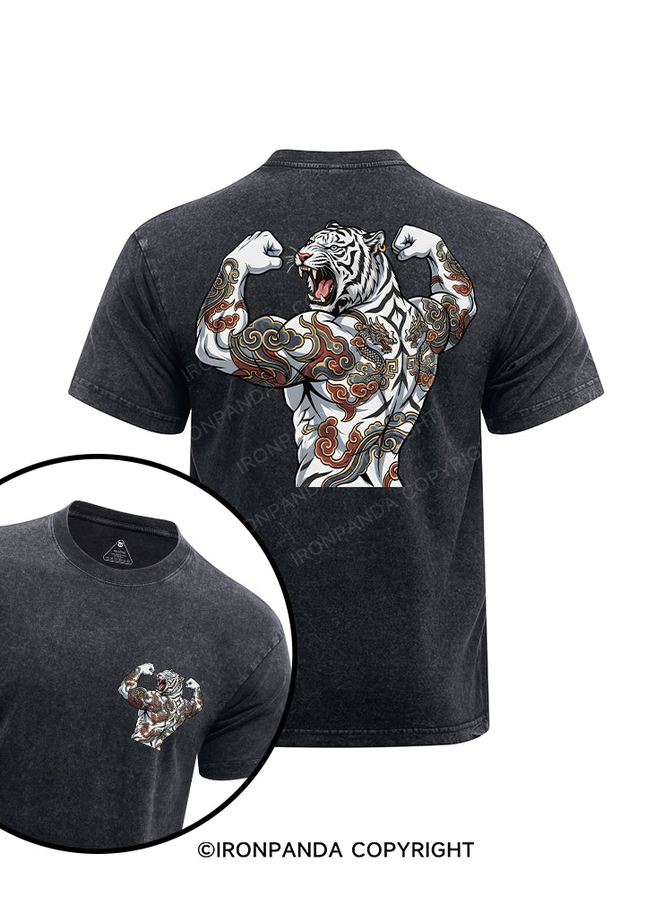 Fierce Tiger printed Washed Gym Shirt
