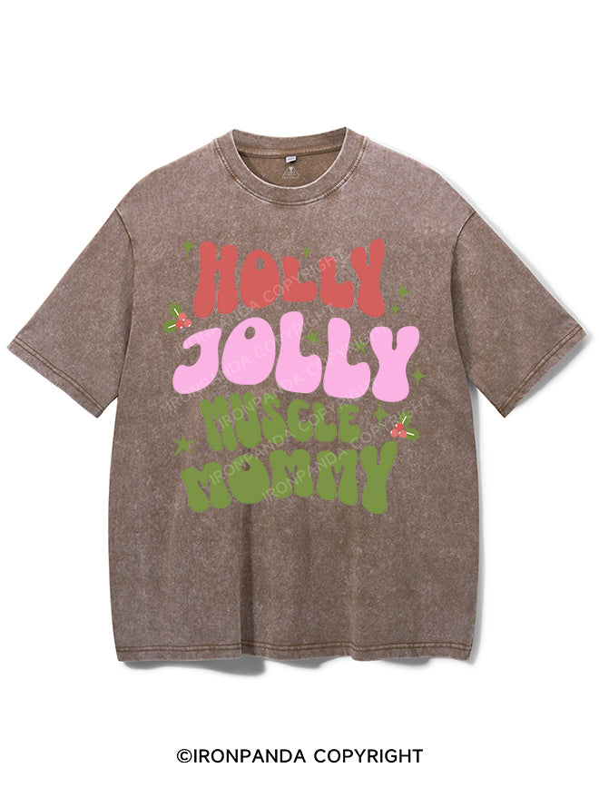 HOLLY JOLLY MUSCLE Mom  VINTAGE GYM SHIRT