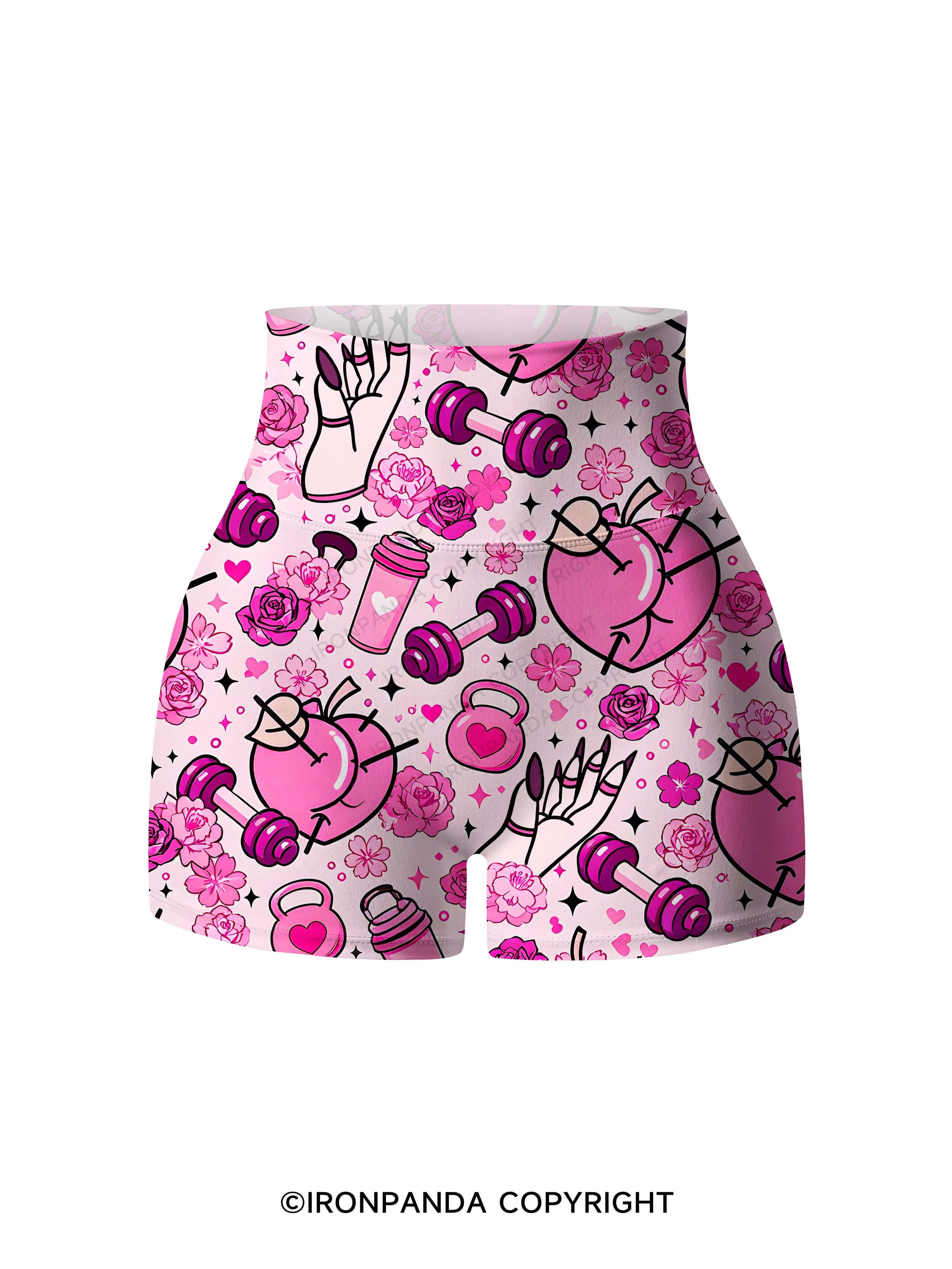 PEACHY VIBES Printed Yoga Shorts