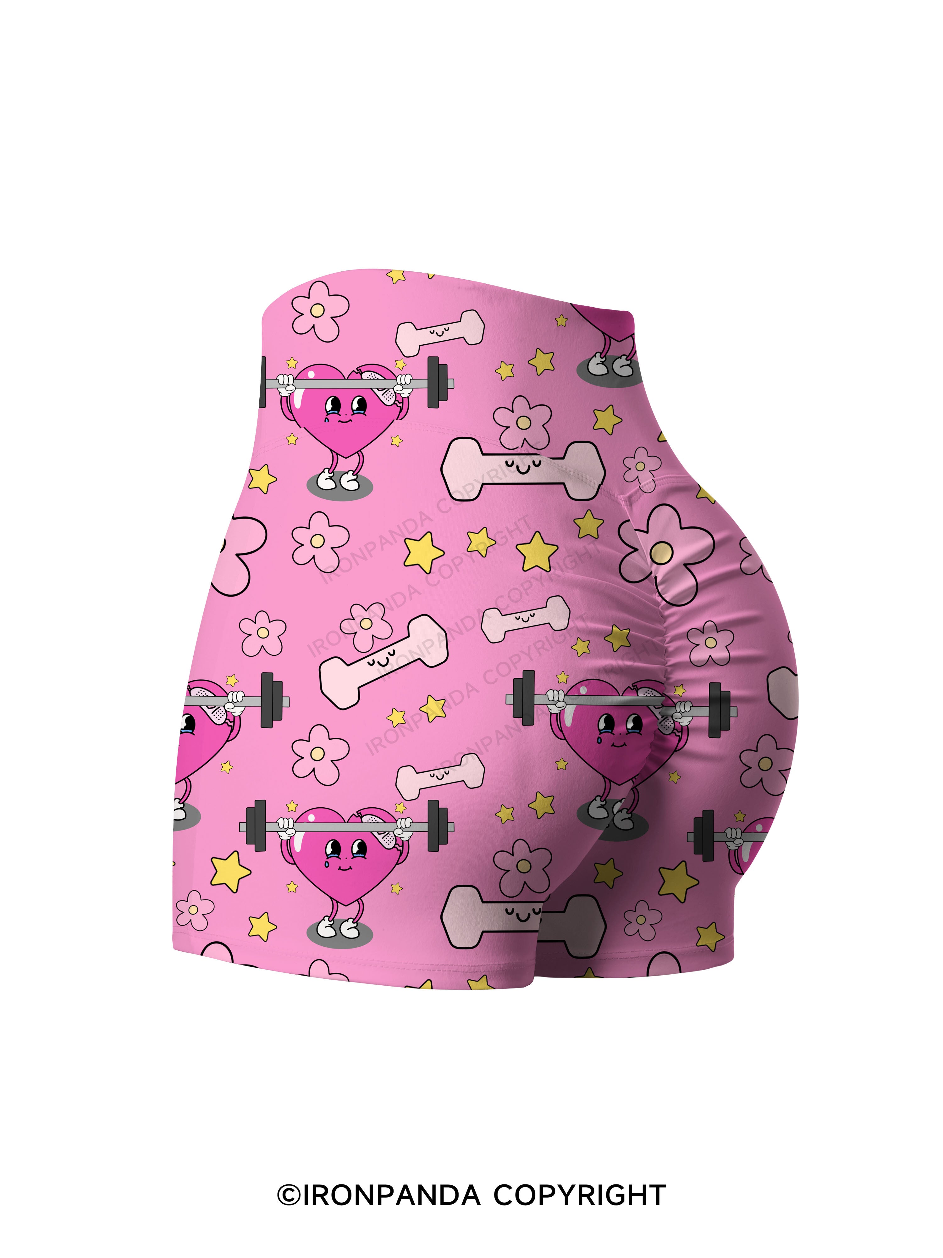 Sweet Pump Heart Printed Yoga Shorts
