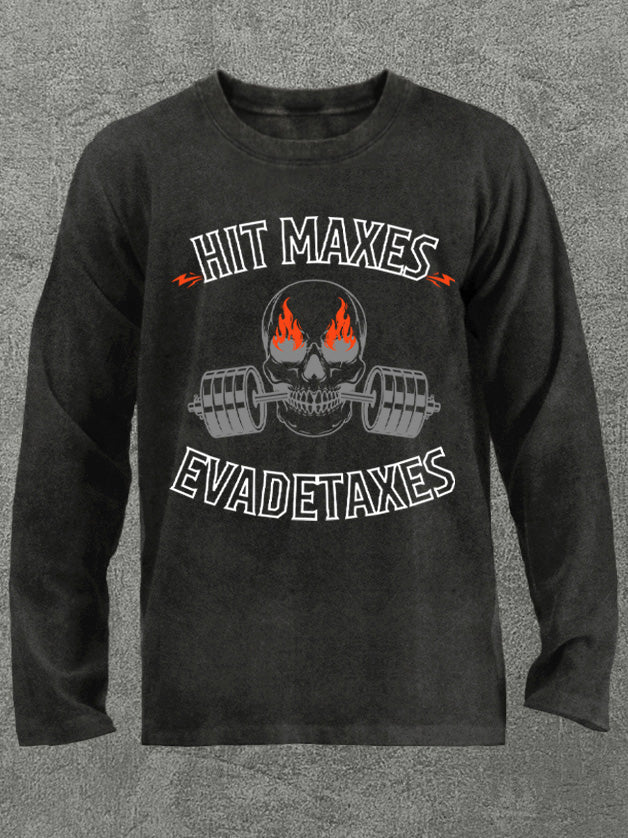hit maxes evada taxes Washed Gym Long Sleeve Shirt