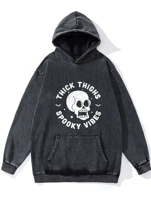 THICK THIGHS SPOOKY VIBES WASHED GYM HOODIE