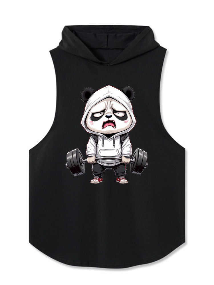 Exercising panda Hooded Tank