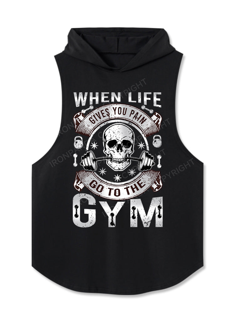 gives you pain Skull Hooded Tank