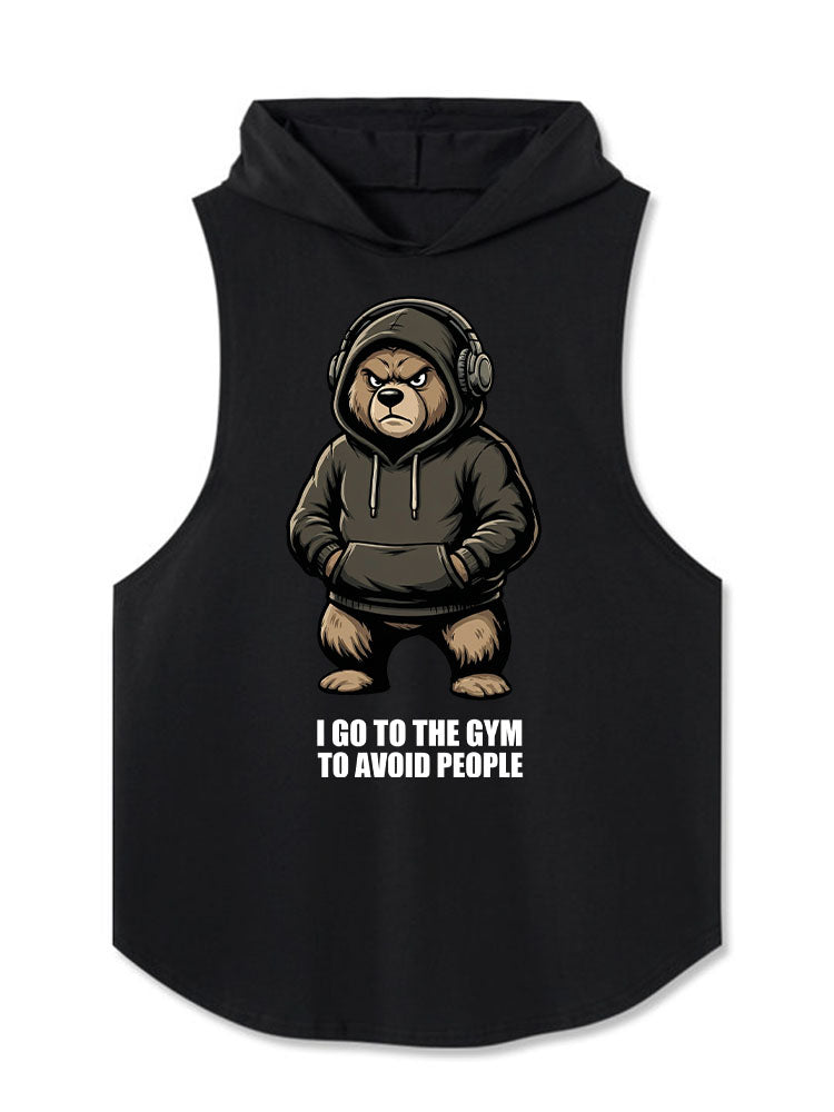 I GO TO THE GYM TO AVOID PEOPLE Hooded Tank