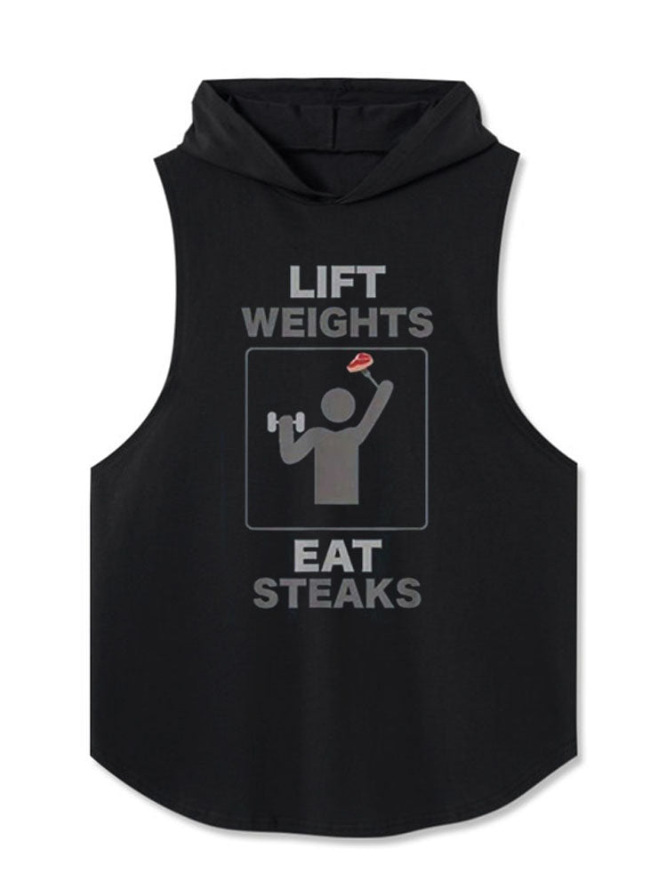 LIFT WEIGHTS — EAT STEAKS Hooded Tank