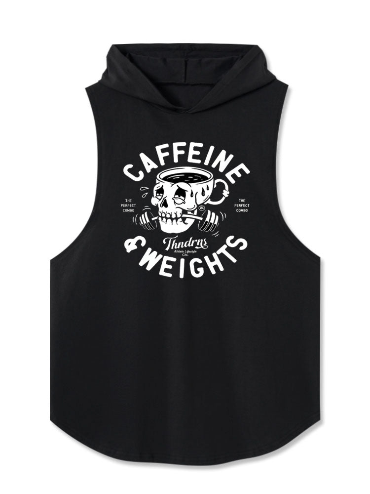 Caffeine And Weights Skull Hooded Tank