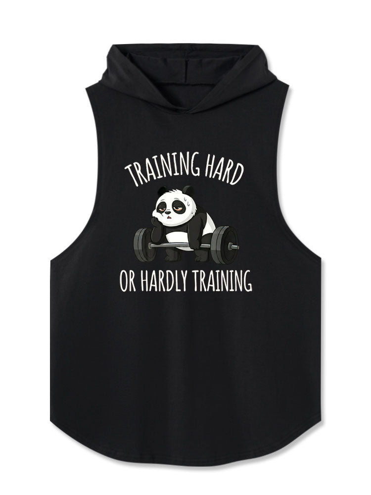Training Hard Or Hardly Training Panda Hooded Tank