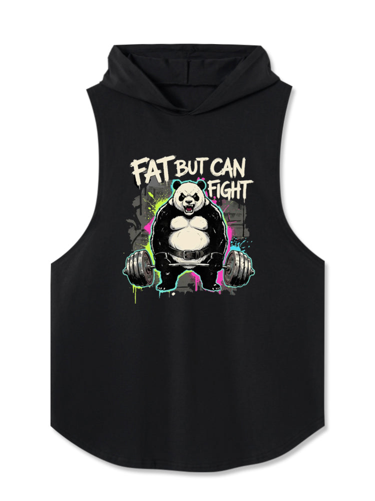 Fat But Can Fight Panda Hooded Tank