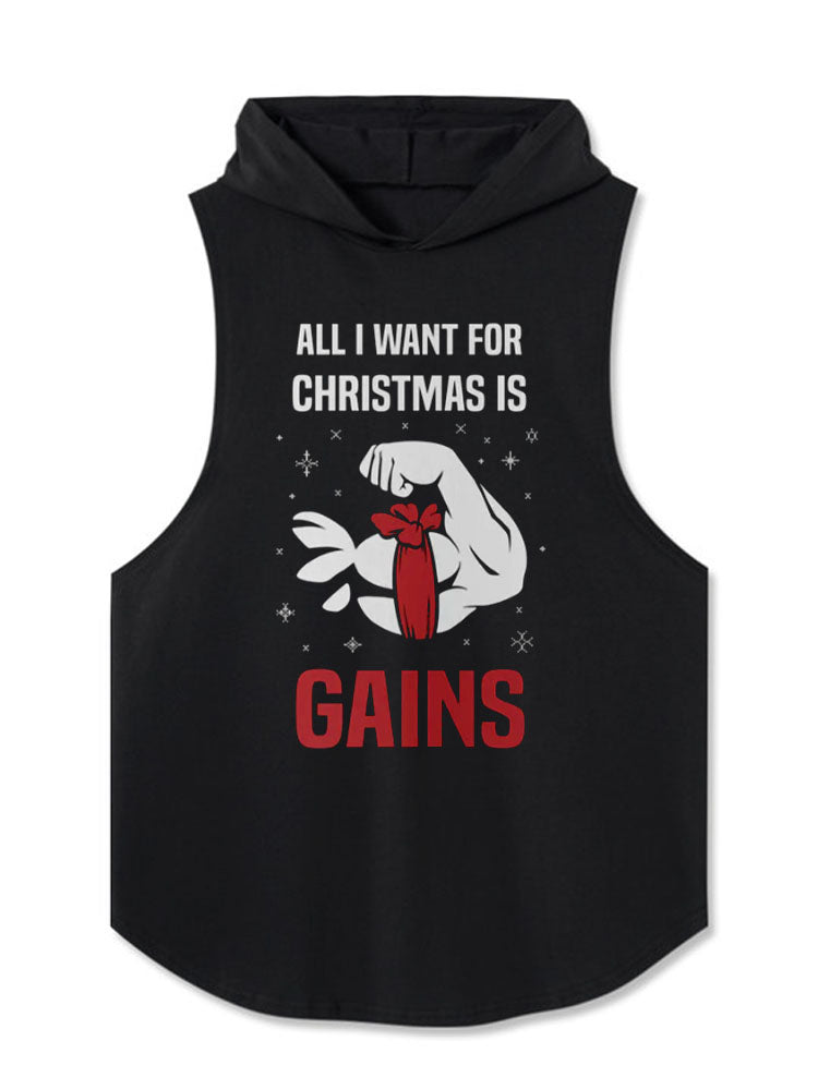 ALL I WANT FOR CHRISTMAS IS GAINS Hooded Tank