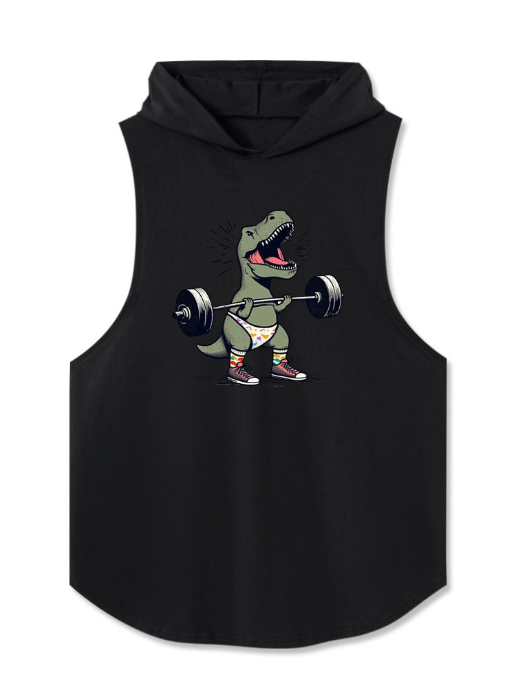 Funny T-Rex Fitness Hooded Tank