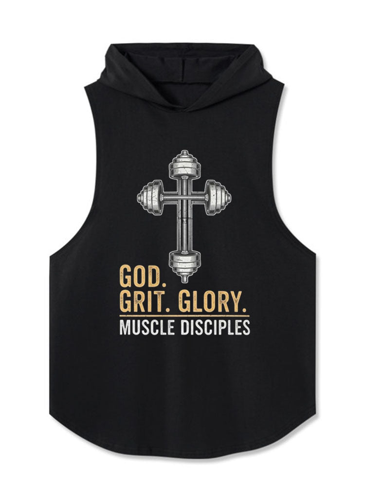 GOD GRIT GLORY MUSCLE DISCIPLES Hooded Tank