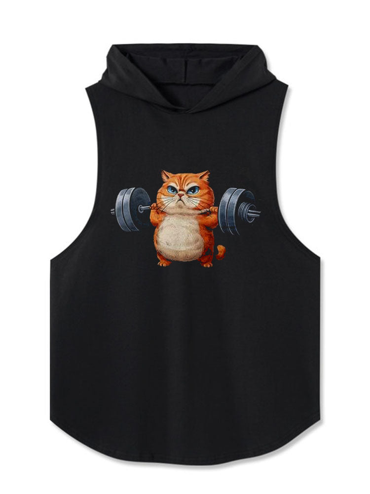 gym cat Hooded Tank