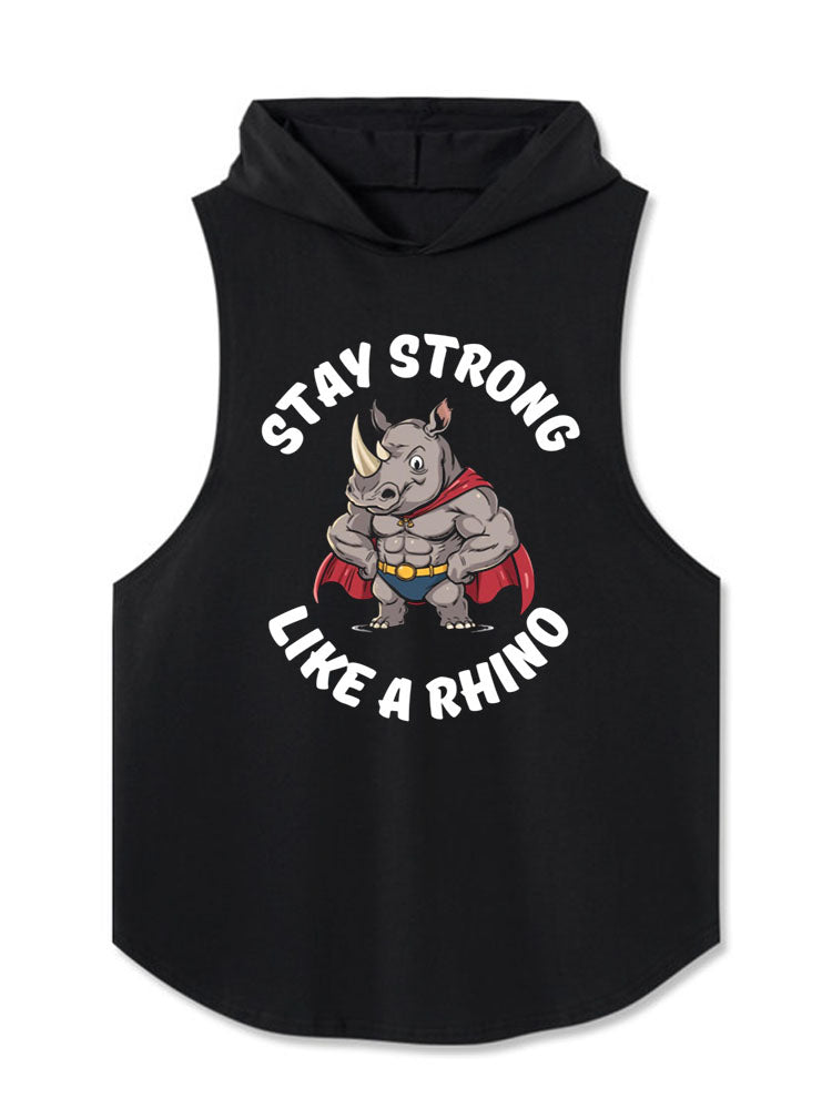 STAY STRONG LIKE A RHINO Hooded Tank